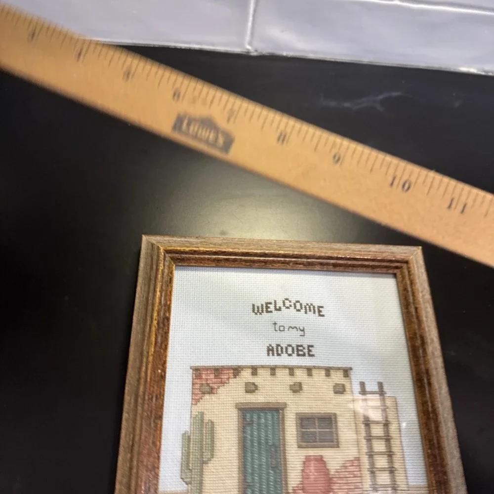 Vintage Welcome Finished Framed Cross Stitch Southwestern 